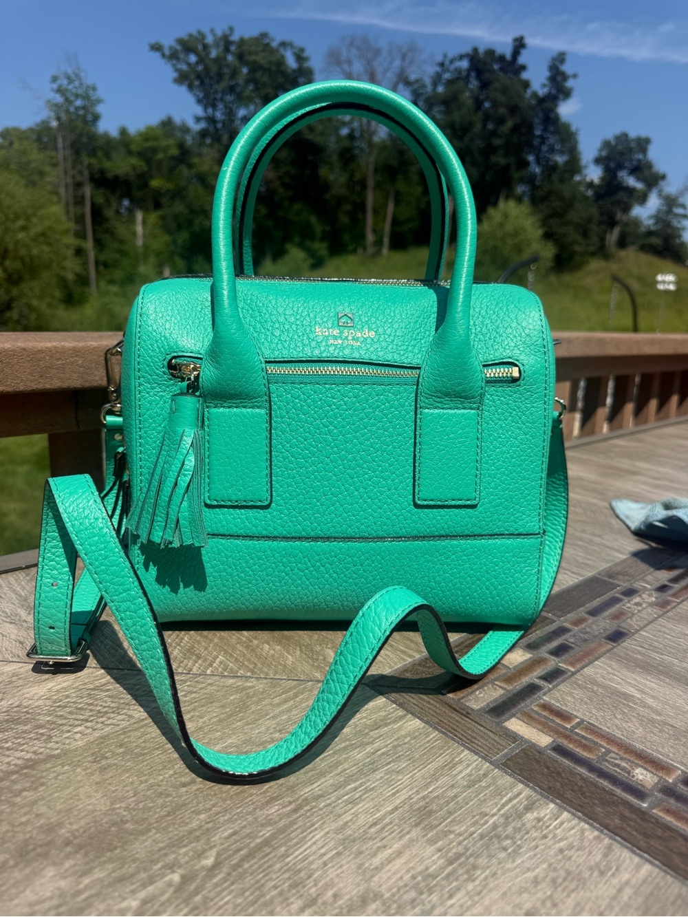 NWT Kate Spade New York Southport Avenue Alessa Satchel Turquoise Crossbody Bag - Picture 4 of 12